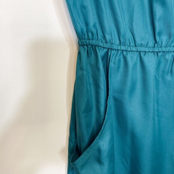 Banana Republic Dress Green Cutout Neckline Pockets Elastic Waist Mini Size 2‎ - Picture 5 of 10